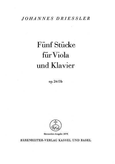 J. Driessler: Fünf Stücke für Viola und Klavier op. 24/3b (1952)