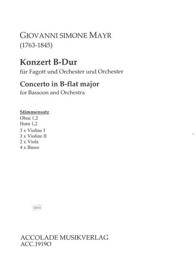J.S. Mayr: Konzert für Fagott und Orchester B-Dur