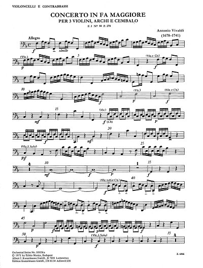 A. Vivaldi: Konzert für 3 Violinen F-Dur RV, 3VlStrBc (VcKb)