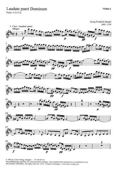 G.F. Händel: Laudate pueri HWV 237, GesSGchOrch (Vl1)
