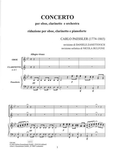 C. Pässler i inni: Conc. für Oboe, Klarinette und Streicher