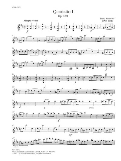 K.F. Vincenz: Streichquartett Nr. 1 D-Dur , 2VlVaVc (Stsatz)