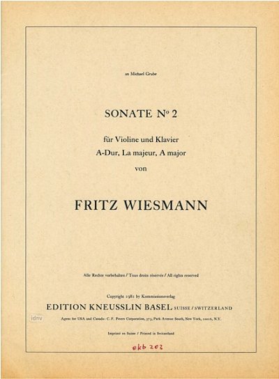 F. Wiesmann: Sonate A-Dur Nr. 2, VlKlav (KlavpaSt)