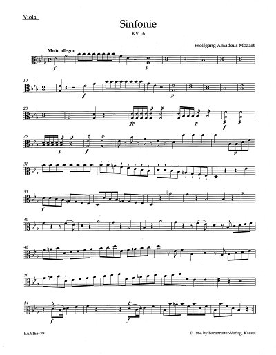 W.A. Mozart: Sinfonie Nr. 1 in Es-Dur KV 16, Sinfo (Vla)