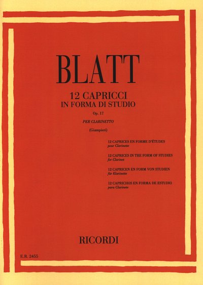 12 Capricci In Forma Di Studio Op. 17, Klar (Part.)