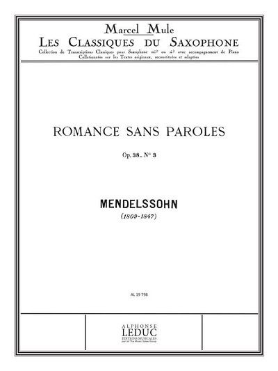 F. Mendelssohn Barth: Romance sans Paroles, ASaxKlav (Part.)