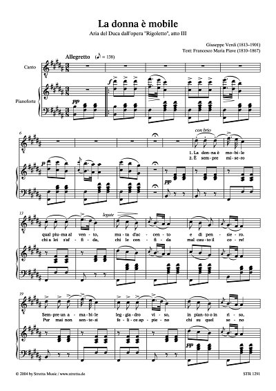 DL: G. Verdi: La donna e mobile Lied des Herzogs aus der Ope