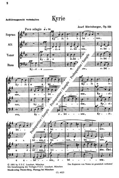 J. Rheinberger: Messe Op 151 Chorwerke Leuckart