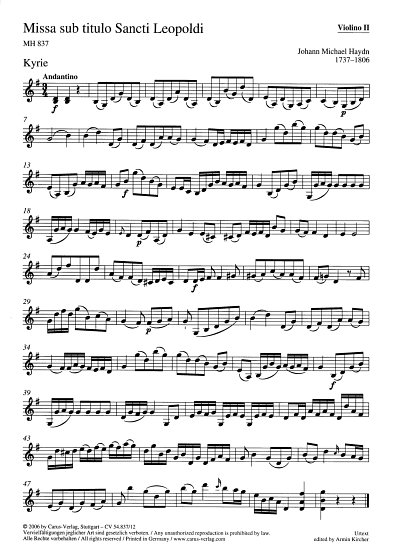 M. Haydn: Missa sub titulo Sancti Leopoldi, 3GesGch3Bc (Vl2)