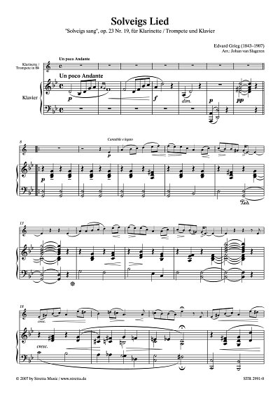 DL: E. Grieg: Solveigs Lied op. 23, Nr. 19 / bearbeitet fuer