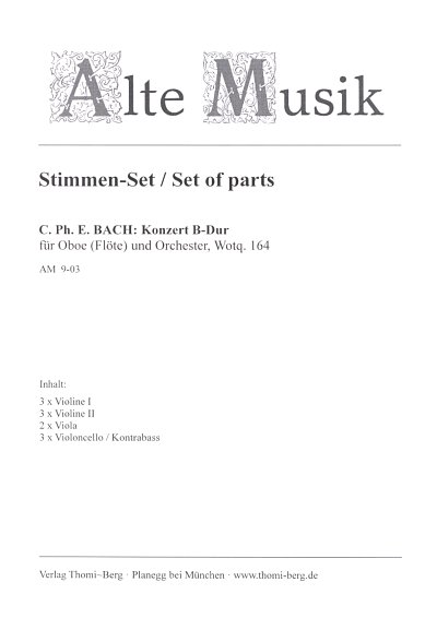 C.P.E. Bach: Konzert B-Dur Wotq. 164, Ob/FStro;Cem (Stsatz)