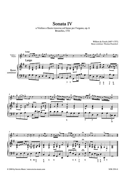 DL: W. de Fesch: Sonata IV a Violino o flauto traverso col b