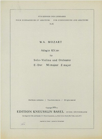 W.A. Mozart: Adagio E-Dur KV 261 (Part.)
