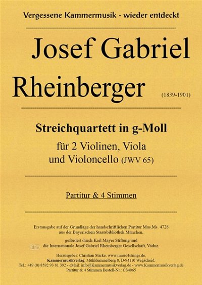 J. Rheinberger: Streichquartett in g-Moll J, 2VlVaVc (Pa+St)