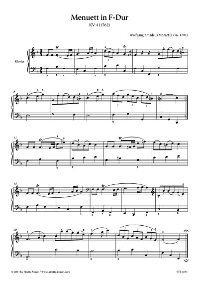 DL: W.A. Mozart: Menuett in F-Dur KV 4