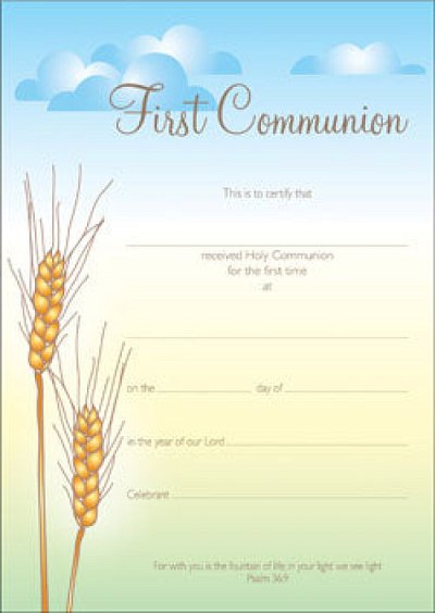Certificate - First Communion - Pack of 10 (Bu)