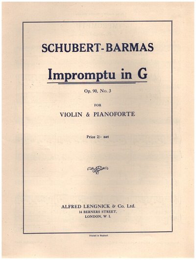 F. Schubert: Impromptu in G Opus 90 Nr 3, VlKlav (Bu)
