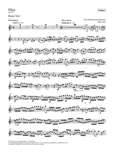F. Mendelssohn Barth: Elias op. 70 MWV A, 4GesGchOrchO (Vl1)