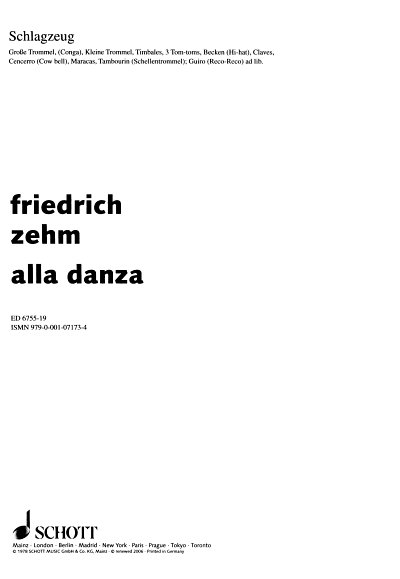 Z. Friedrich: Alla danza , Orch (Schlag)