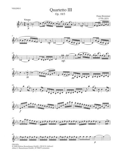 K.F. Vincenz: Streichquartett Nr. 3 Es-Dur, 2VlVaVc (Stsatz)