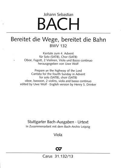 J.S. Bach: Bereitet die Wege, bereitet di, 4GesGchOrch (Vla)