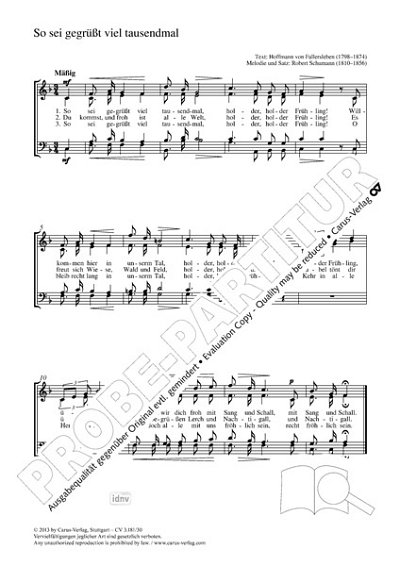 DL: R. Schumann: So sei gegrüßt viel tausendmal F-, GCh4 (Pa