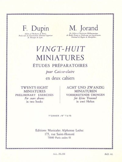 F. Dupin: 28 Miniatures Études Préparatoires for Snare, Kltr