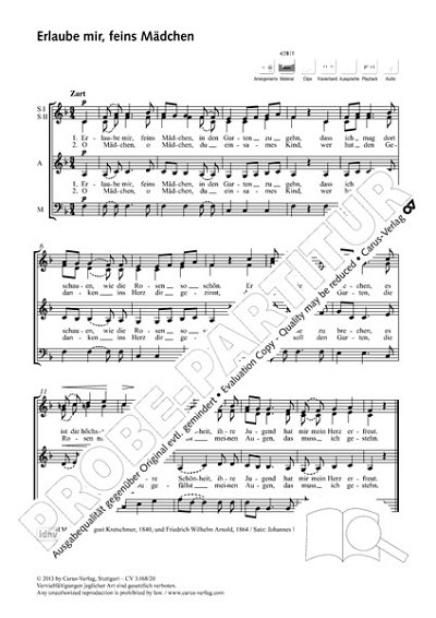 DL: J. Brahms: Erlaube mir, feins Mädchen As-Dur o, GCh4 (Pa
