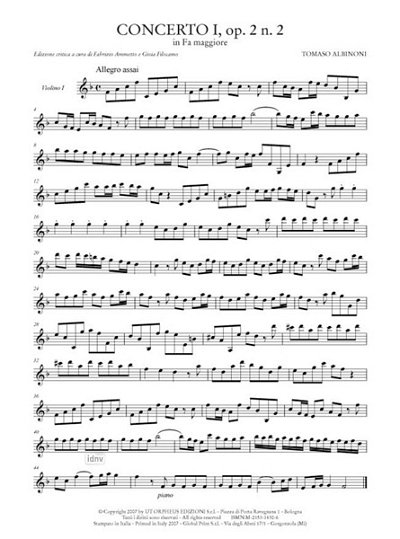 T. Albinoni: 6 Concerti 'a cinque' op. 2/2 Vol. 1