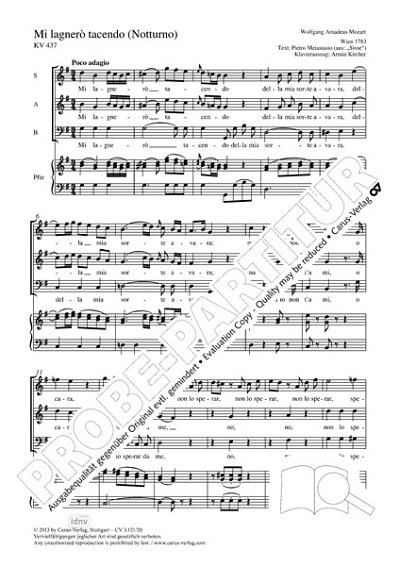 W.A. Mozart: Mi lagnerò tacendo G-Dur KV 437 (1783)