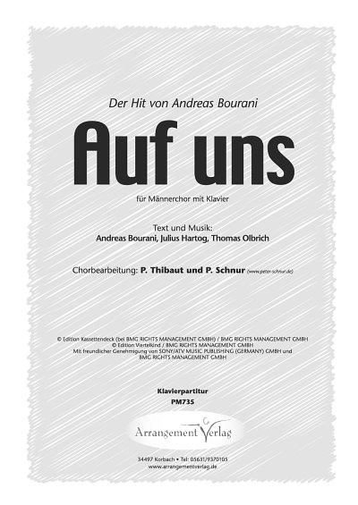 A. Bourani: Auf uns, Mch4Klav (Part.)