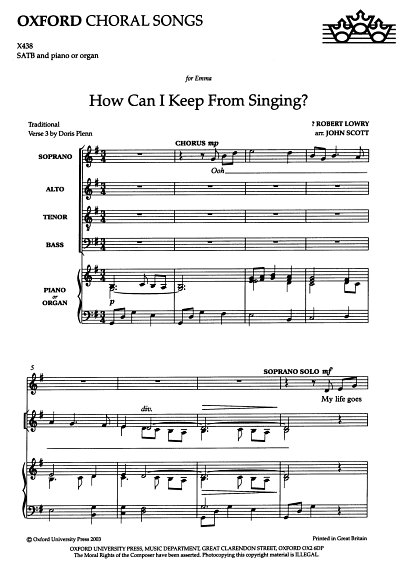 R. Lowry: How can I keep from singing?, GchKlav/Org (Part.)