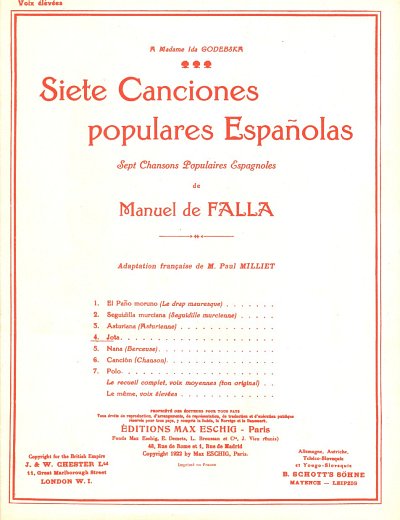 Siete Canciones Populares Espanolas N 4 Jota Vx