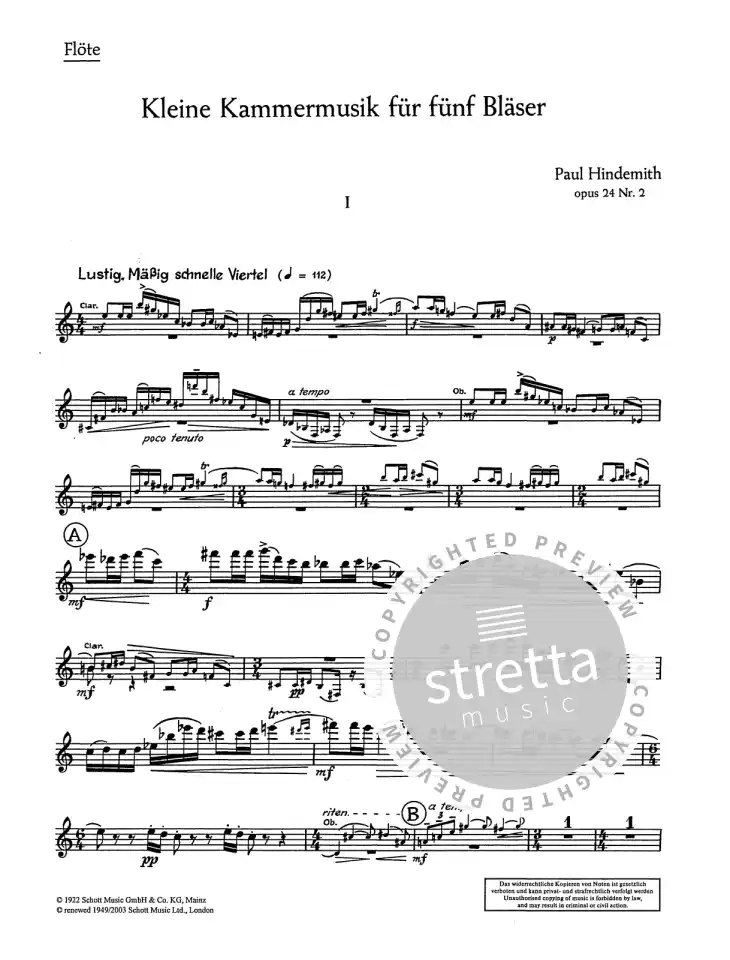 P. Hindemith: Kleine Kammermusik op. 24, FlObKlHrFg (Stsatz) (1)