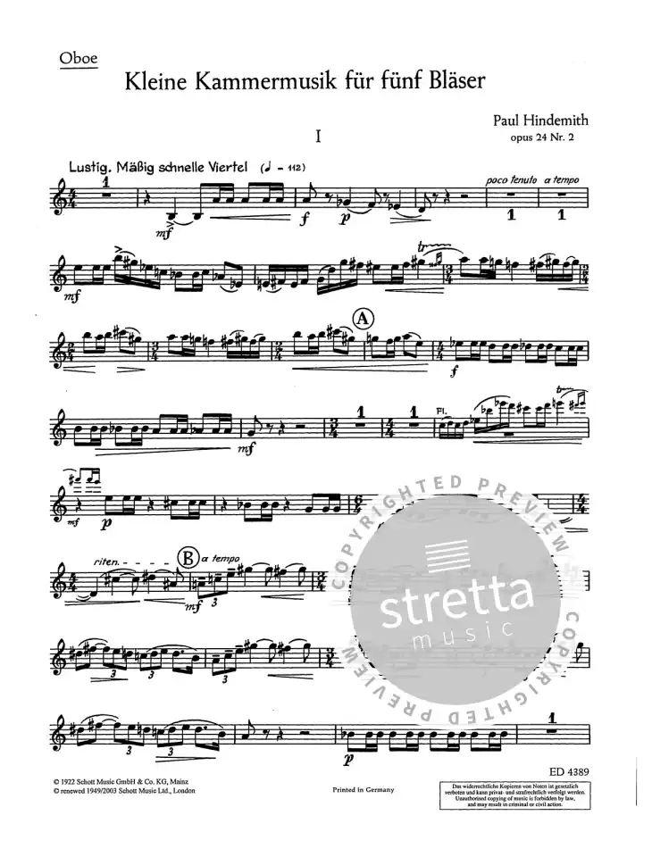 P. Hindemith: Kleine Kammermusik op. 24, FlObKlHrFg (Stsatz) (4)