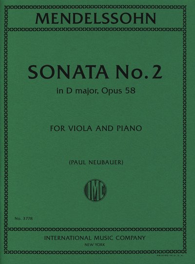 F. Mendelssohn Barth: Sonata No. 2 D major, VaKlv (KlavpaSt)