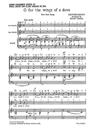 F. Mendelssohn Barth: O For The Wings Of A D, Ch2Klav (Chpa)
