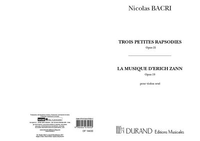 N. Bacri: Trois Petites Rapsodies, Opus 21, Viol