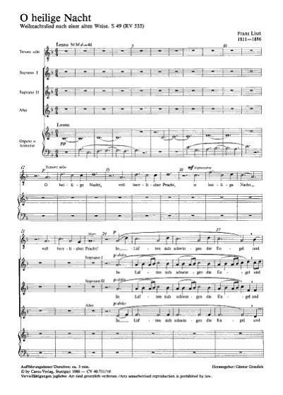 F. Liszt: O heilige Nacht S 49 / Partitur