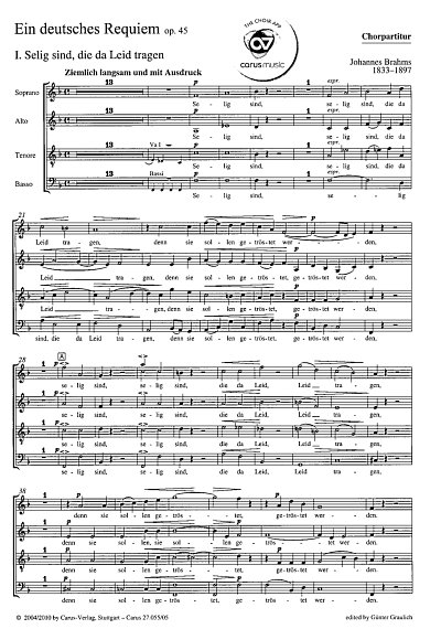 J. Brahms: Ein deutsches Requiem, GChOrchOrg (Chpa)
