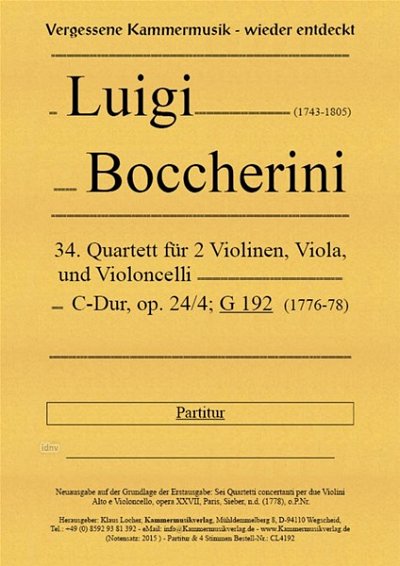 L. Boccherini: Quartett g-Moll Nr. 36 op. 24,6, 4Str (Pa+St)
