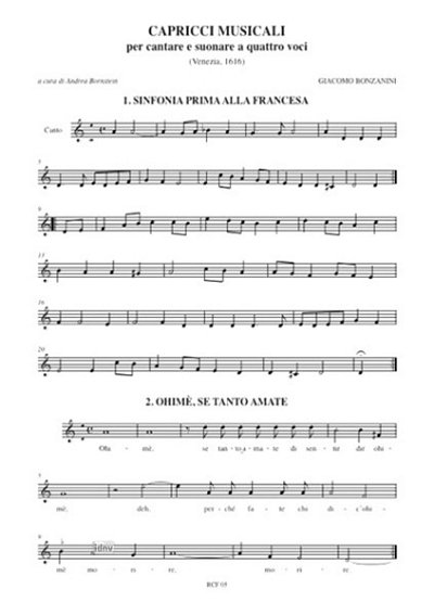 Bonzanini, Giacomo: Capricci musicali per cantare e suonare a quattro voci (Venezia 1616)