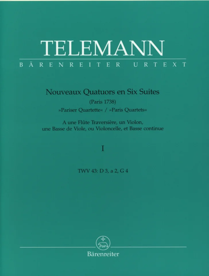G.P. Telemann: Nouveaux Quatuors en Six S, FlVlVdGBc (Pa+St) (0)