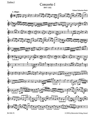 J.S. Bach: Concerto Nr. I d-Moll BWV 1052, CembStro (Vl1)