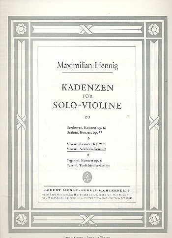H. Maximillan: Kadenzen zum Adelaide-Violinkonzert , Viol