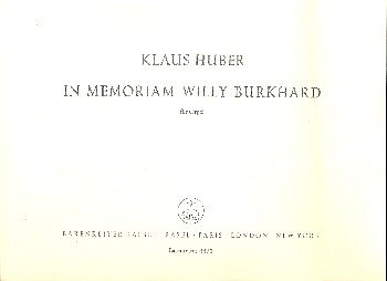 K. Huber: In memoriam Willy Burkhard (1965), Org (Sppa)