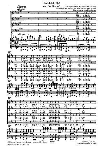 G.F. Händel: Halleluja D-Dur, GsGchOrch (Klavpa)