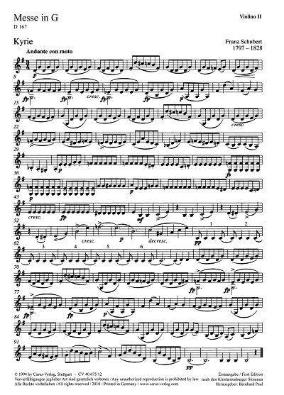 F. Schubert: Missa in G D 167, 3GesGchOrch (Vl2)