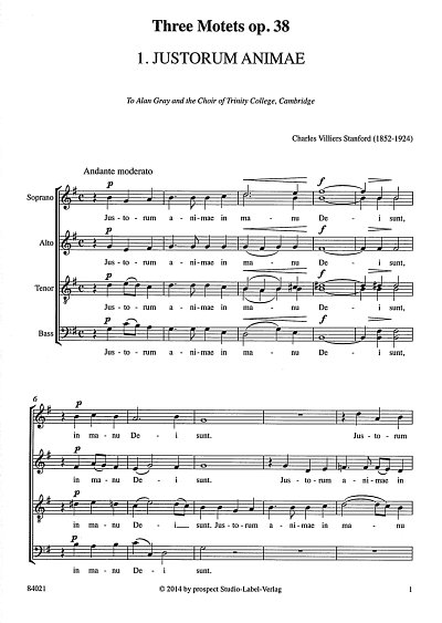 C.V. Stanford: Justorum animae Nr. 1 op. 38, Gemischter Chor
