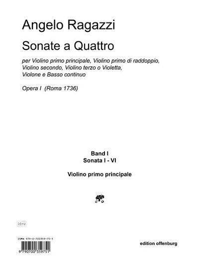 A. Ragazzi: Sonate a Quatro Op. 1 (Roma 1736)